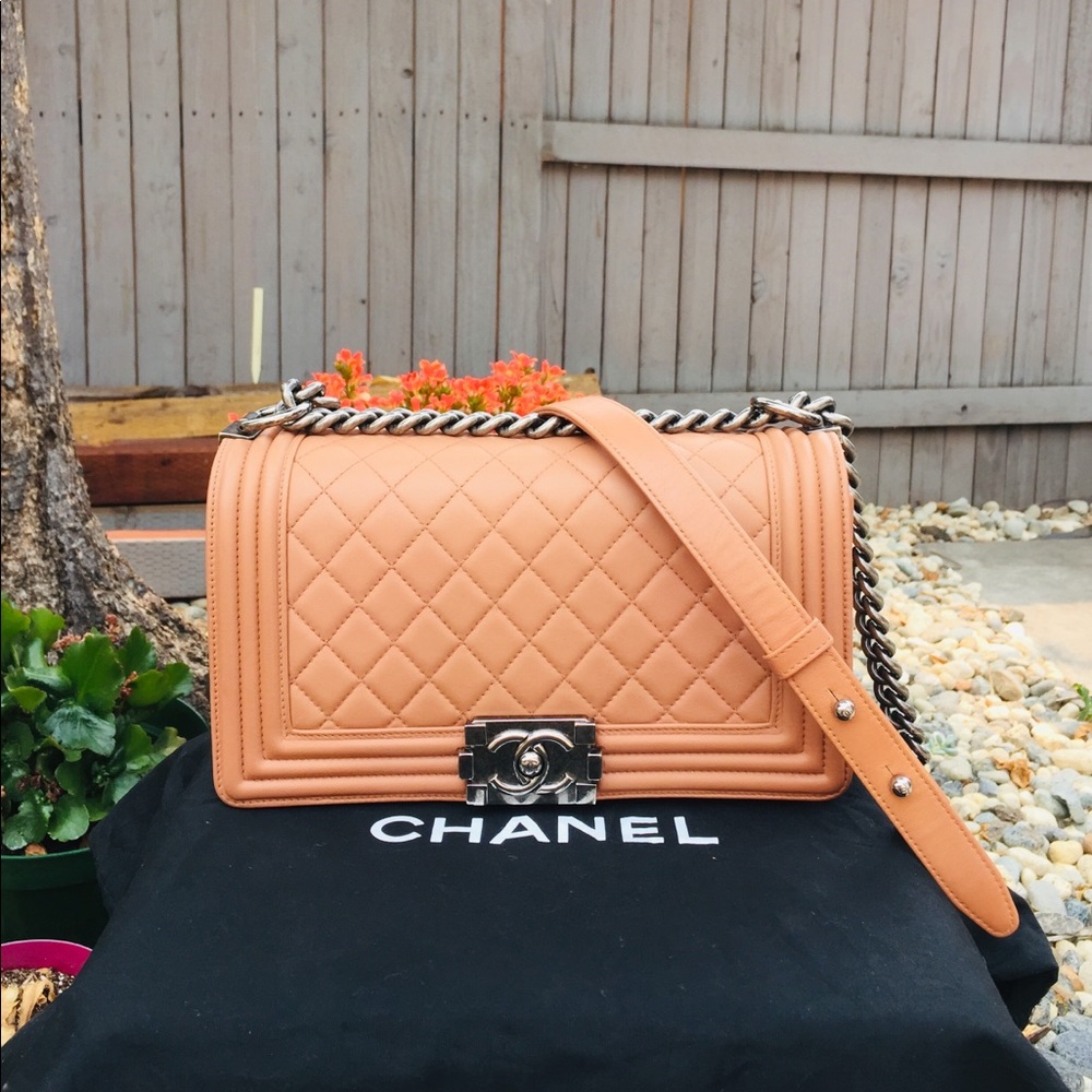 👠RARE!Chanel boy 10” Silver gold chain AWESOME🌸